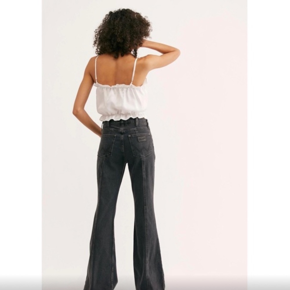 Wrangler / Free People Seamed High Rise Flare Jeans in Charcoal NWT